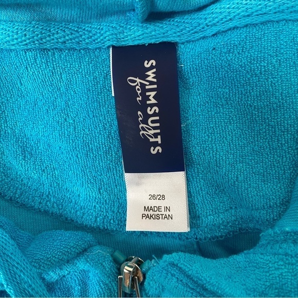 Swimsuits For All Blue Sea Hooded Terry Front Zip Cover Up Size 26/28 - Picture 5 of 8
